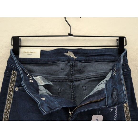 Tommy Bahama High Rise Ankle Tema Indigo Sparkle Denim Seacoast Wash Size 4 NWT - Picture 12 of 16